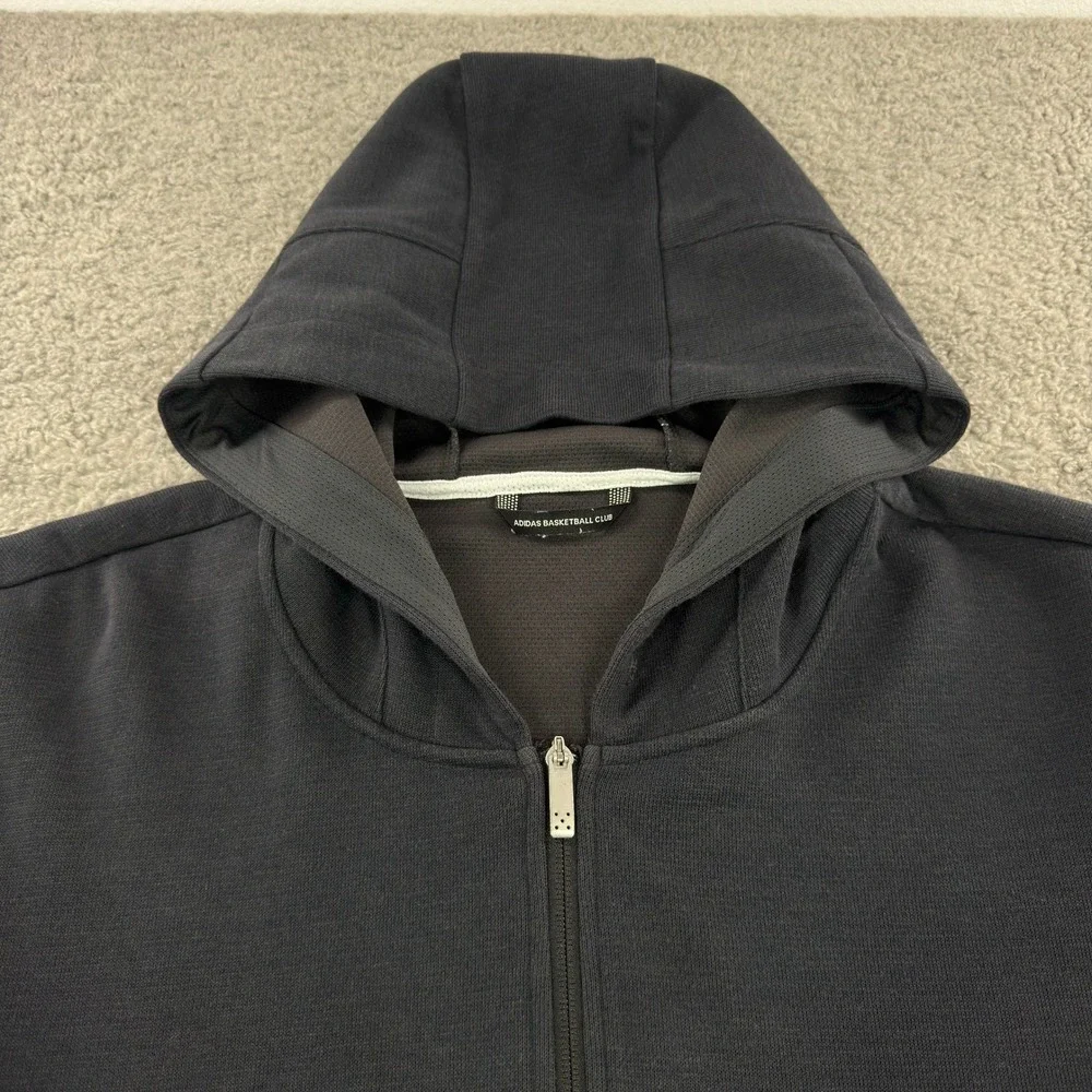 Adidas Basketball Club Full Zip Hoodie Black Aeroready Mens XL *FLAW